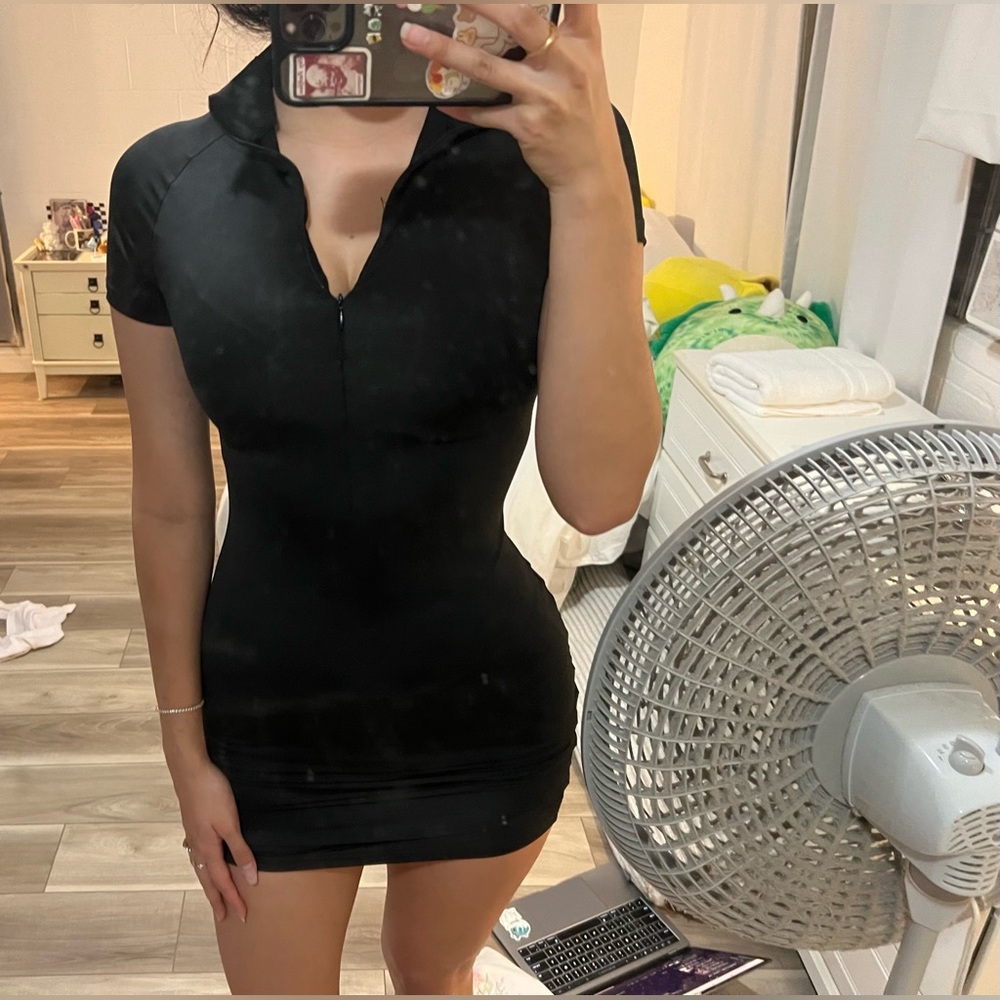 Black spandex material dress